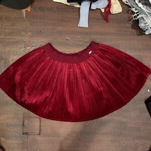 burgundy red velvet mini skirt